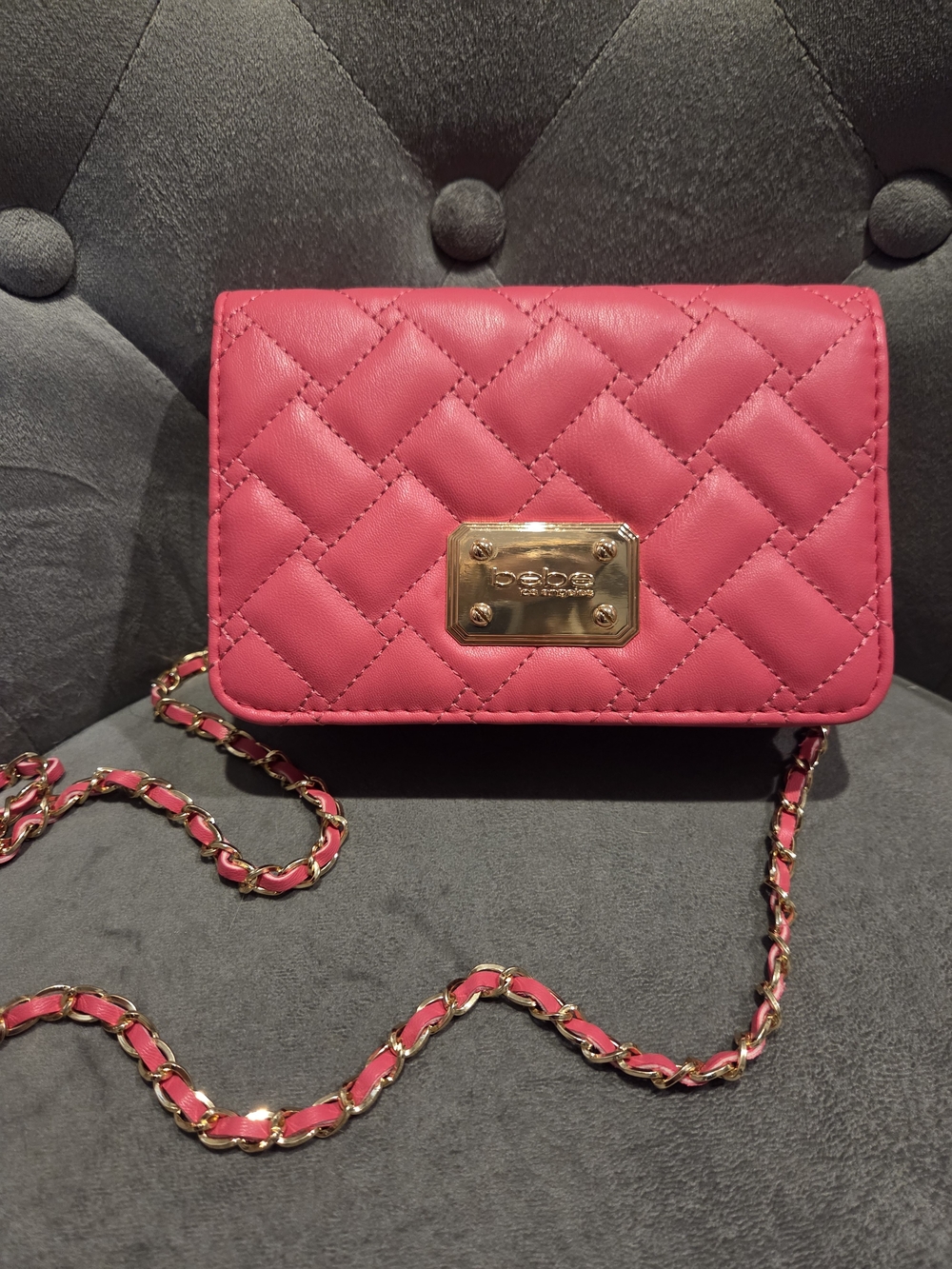 bebe Quilted Crossbody Bag - Pink
